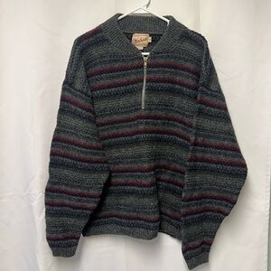 Woolrich Men's Zip-Up Sweater in Gray and Red